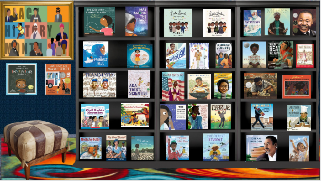 Image of our virtual library showing the covers of books
